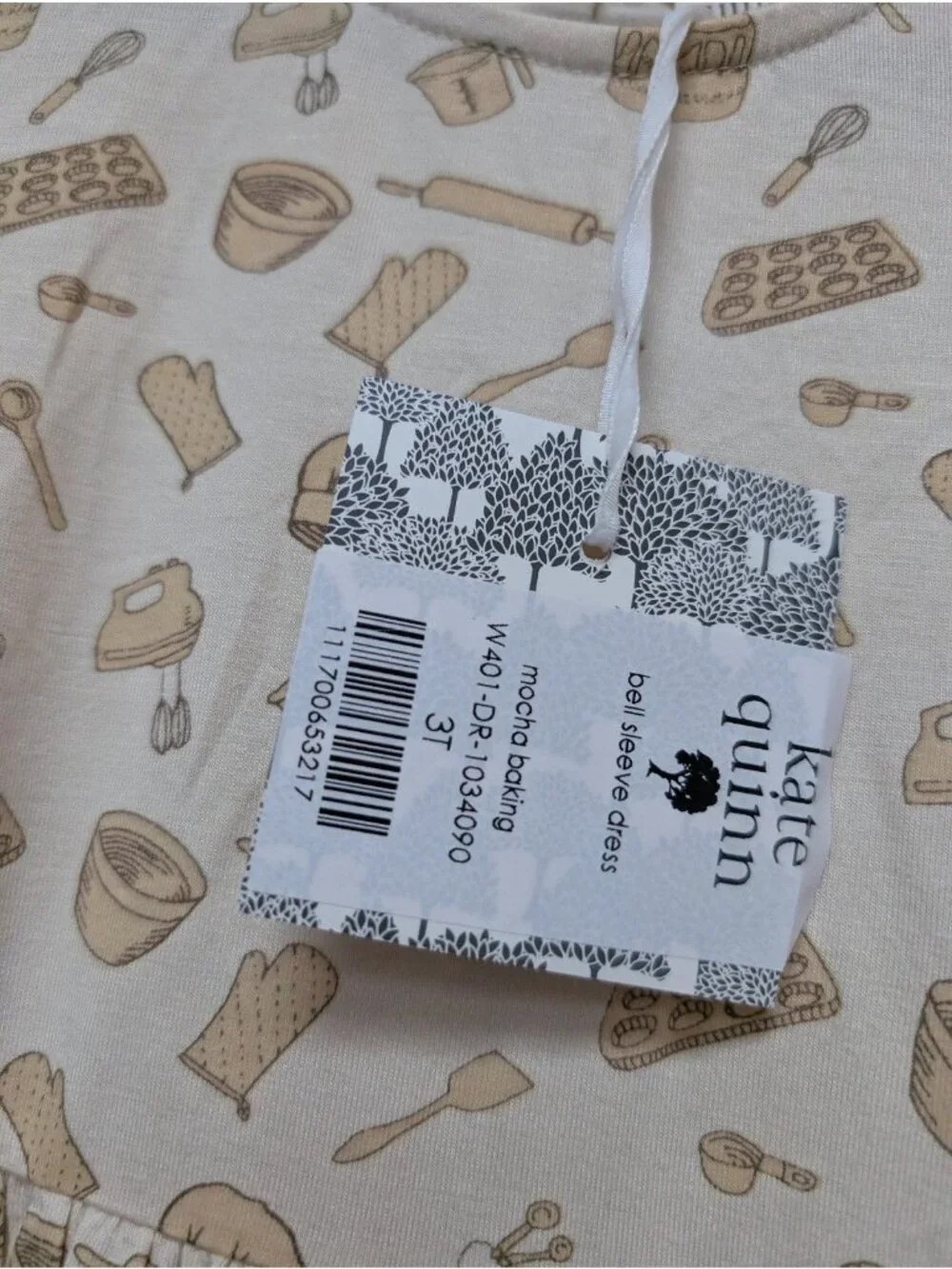 Kate Quinn Bamboo Mocha Baking Bell Sleeve Dress 3T Neutral